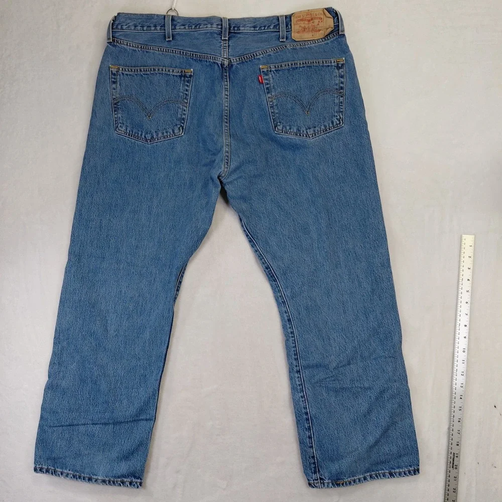 Levis 501 Original Fit Jeans Mens 42x30 Blue Button Fly Vintage Denim Pants
